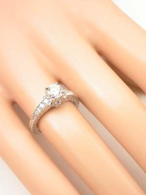 Diamond Engagement Ring with Flower Motif