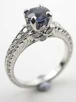 Sapphire Engagement Ring with Flower Motif