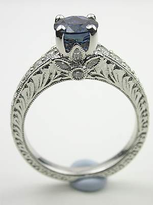 Sapphire Engagement Ring with Flower Motif