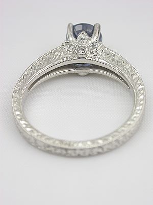 Sapphire Engagement Ring with Flower Motif