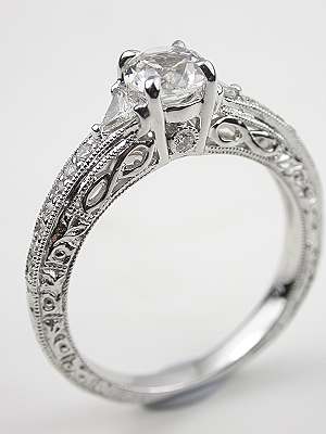 White Sapphire Engagement Ring with Infinity Motif