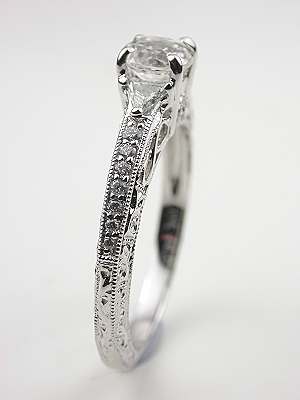 White Sapphire Engagement Ring with Infinity Motif