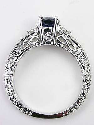 Blue Sapphire Engagement Ring with Infinity Design