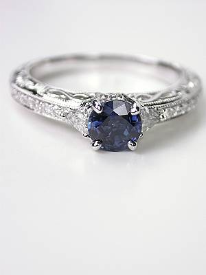 Blue Sapphire Engagement Ring with Infinity Design