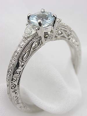 Aquamarine Filigree Engagement Ring