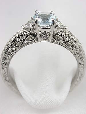 Aquamarine Filigree Engagement Ring