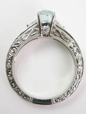 Aquamarine Filigree Engagement Ring