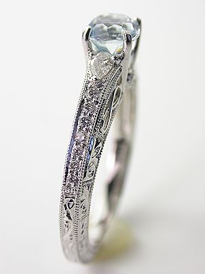 Aquamarine Filigree Engagement Ring