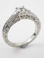 White Sapphire Filigree Engagement Ring