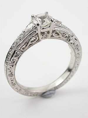 White Sapphire Filigree Engagement Ring