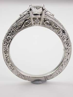 White Sapphire Filigree Engagement Ring