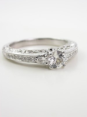 White Sapphire Filigree Engagement Ring