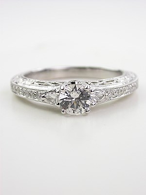 White Sapphire Filigree Engagement Ring