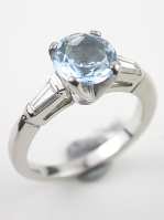Antique Aquamarine Engagement Ring with Baguette Diamonds