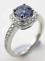 Cushion Cut Blue Sapphire Engagement Ring