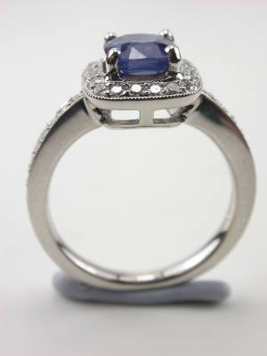 Cushion Cut Blue Sapphire Engagement Ring