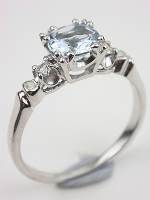 1945 Aquamarine and Diamond Engagement Ring