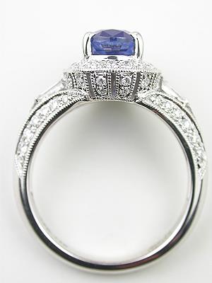 Oval Sapphire Engagement Ring with Diamond Baguettes