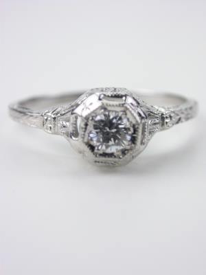 Late Edwardian Antique Filigree Engagement Ring