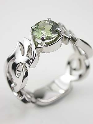 Contemporary Green Sapphire Engagement Ring