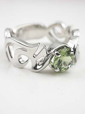 Contemporary Green Sapphire Engagement Ring