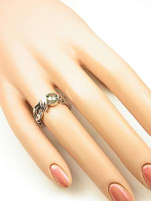 Contemporary Green Sapphire Engagement Ring