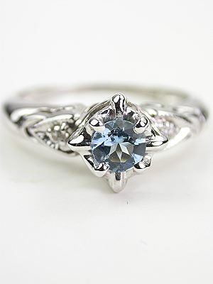 Vintage Aquamarine Bridal Rings Set