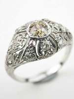 Antique Filigree Engagement Ring with Champagne Diamond
