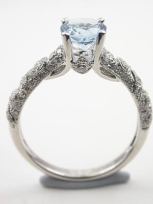 Antique Style Aquamarine Engagement Ring