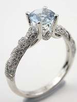 Antique Style Aquamarine Engagement Ring