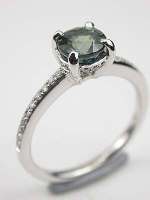 Antique Style Green Sapphire Engagement Ring