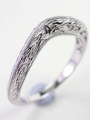 Antique Style Leaf and Scroll Wedding Band