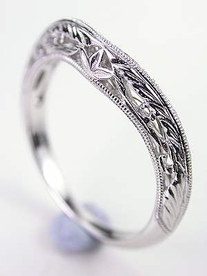 Antique Style Leaf and Scroll Wedding Band