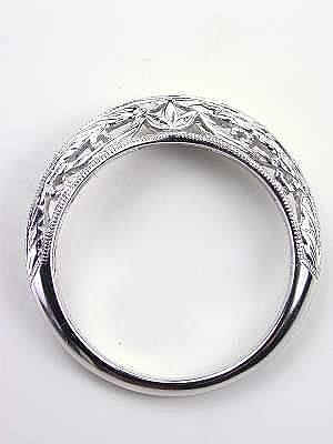 Antique Style Leaf and Scroll Wedding Band