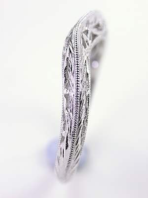 Antique Style Leaf and Scroll Wedding Band