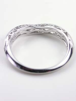 Antique Style Leaf and Scroll Wedding Band