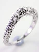 Antique Style Leaf and Scroll Wedding Band