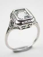 1950's Aquamarine Filigree Engagement Ring