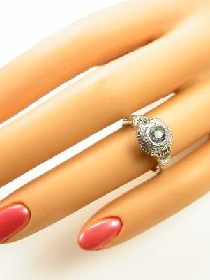 Antique Aquamarine Filigree Ring