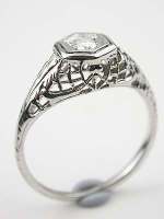 Filigree and Diamond Engagement Ring