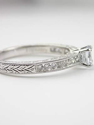 Antique Style White Sapphire Engagement Ring