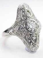Art Deco Antique Cocktail Ring with Curlicued Hearts