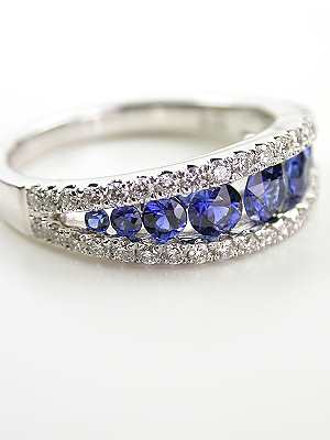 Sapphire and Diamond Antique Style Wedding Ring