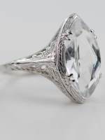 Antique Ring with Marquise Cut Aquamarine