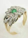 Leaf and Bow Emerald Antique Engagement Ring