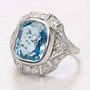 Art Deco Antique Aquamarine Ring - Topazery