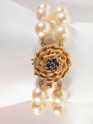 Pearl Bracelet with Sapphire Clasp