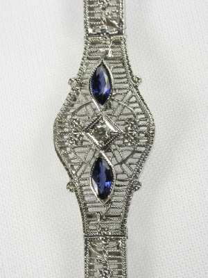 Antique Sapphire and Diamond Filigree Bracelet