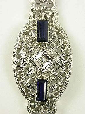 Art Deco Filigree Sapphire Bracelet