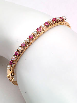 Pink Sapphire and Pearl Estate Bracelet